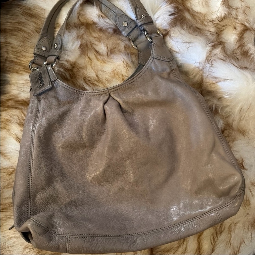 COACH Maggie Gray Patent Leather SOHO Satchel Purse Bag Hangtag Large